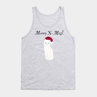 Meowy X-mas santa hat - white Tank Top